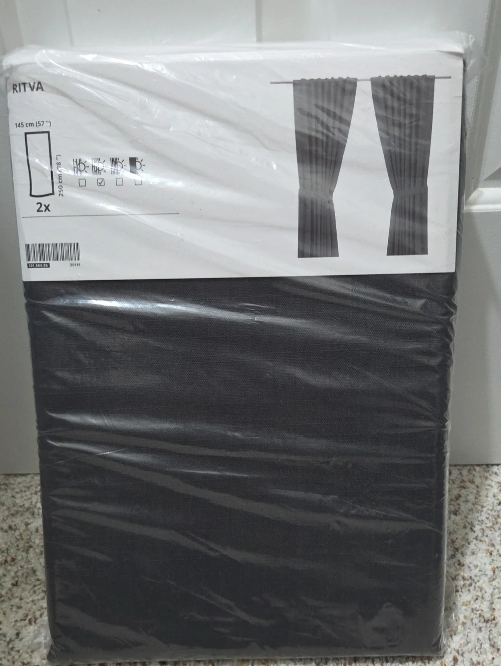 IKEA Coton  Dark Gray  Curtain Panels - Solid Black Drapes